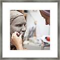 Sculptor Working On Head Sculpture Framed Print