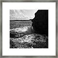 Black Stone Appears Like A Head Tenderly Kissing Mediterranean As An Unknow Lover - Sea Kiss Framed Print