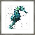 Seahorse In Teal Framed Print