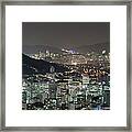 Seoul City Skyline At Night Overview Framed Print