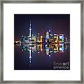 Shanghai Skyline, Reflections At Night Framed Print