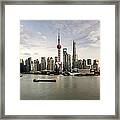 Shanghai Skyline And Huangpu River Framed Print