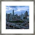 Shanghai Skyline With Roads And Traffic Framed Print