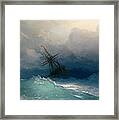 Ship On Stormy Seas Framed Print
