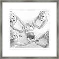 Siblings With New Baby Pencil Portrait Framed Print
