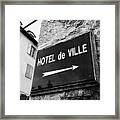Sign For Hotel De Ville Town Hall In Mont-louis Pyrenees-orientales France Framed Print