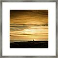 Silhouette Of A Woman Meditating On Top Framed Print