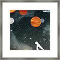 Silhouette Of Man With Telescope Framed Print