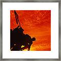 Silhouette Of Statues At A War Framed Print