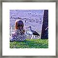 Sitting Girl With Ducks Framed Print