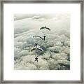 Skydivers In Mid-air Framed Print
