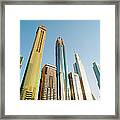 Skyscrapers Along Sheikh Zayed Road At Framed Print