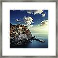Small City At Sunset Framed Print