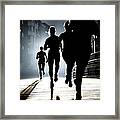 Small Group Of Runners By Night Framed Print