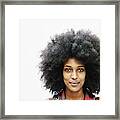Smiling Woman With Afro Hairstyle Framed Print