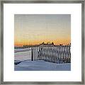 Snow Fence Sunset Framed Print