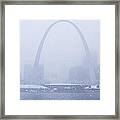 Snowing At The Riverfront Framed Print