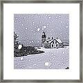 Snowing At West Quoddy Head Lighthouse Framed Print