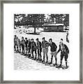 Snowshoe Race In The Mountains Framed Print