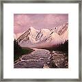 Snowy Mountains And River Framed Print