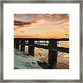 Snowy Sunset In Northport New York Framed Print