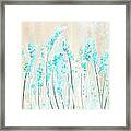 Soft Blues- Teal And Cream Art Framed Print