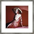 Sondra Peterson Wearing Pink Dress And Straw Hat Framed Print
