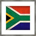 South Africa Flag Vintage Distressed Finish Framed Print