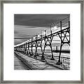 South Haven Light In Black And White Framed Print
