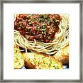 Spaghetti And Garlic Toast 4 Framed Print