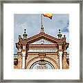 Spanish Flag And Crest On Plaza De Espana Pavilion In Seville Framed Print