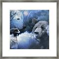 Wolf, Eagle, Bear And Moon Native American Spirit Of The Night Framed Print