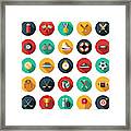 Sports Flat Design Icon Set With Side Shadow Framed Print
