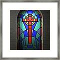 Stained Glass Window Crucifix Framed Print