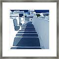Stairs Down To Ocean Santorini Framed Print
