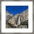 Star Trails Over Yosemite Falls Moonbow Framed Print