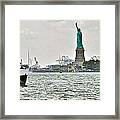 Statue Of Liberty From Battery Park In New York City-ny Framed Print