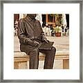 Statue Of Pablo Picasso, Plaza De La Framed Print