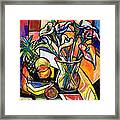 Still Life With Fruit And Calla Lilies Framed Print