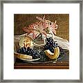 Still Life With Lily Flowers And Melon Framed Print