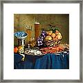 Still Life With Lobster Fruits And Great Salt Framed Print