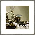 Still Life With Oysters And Nuts, 1637 Oil On Panel Framed Print