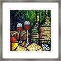 Still Life With Wine And Cheese Framed Print