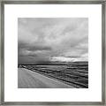 Storm Snow Clouds Forming Over Country Road On The Prairies Assiniboia Saskatchewan Canada Framed Print