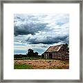 Storms Loom Over Barn On The Prairie Framed Print
