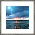 Stormy Clouds Seascape At Sunset Framed Print