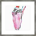 Strawberry Milkshake With Whipped Cream Framed Print