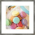 Summer Hat And Colorful Macaroons Framed Print