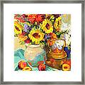 Sunflowers And Copper Framed Print