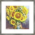 Sunflowers In A Sunflower Vase Framed Print